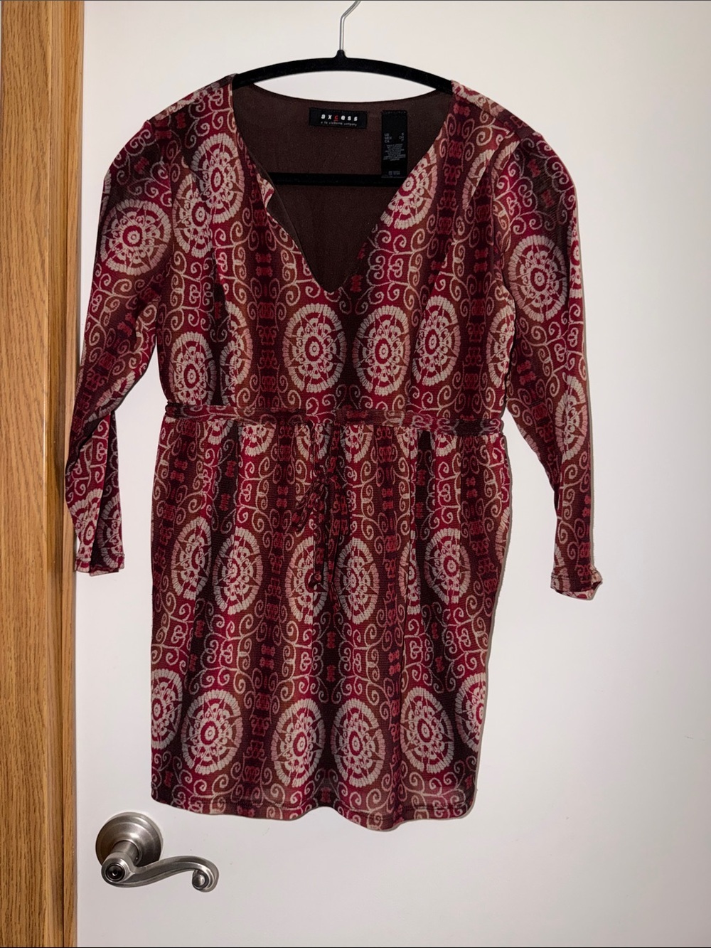 Axcess Brown Top with Pink and Cream Patterned Trim